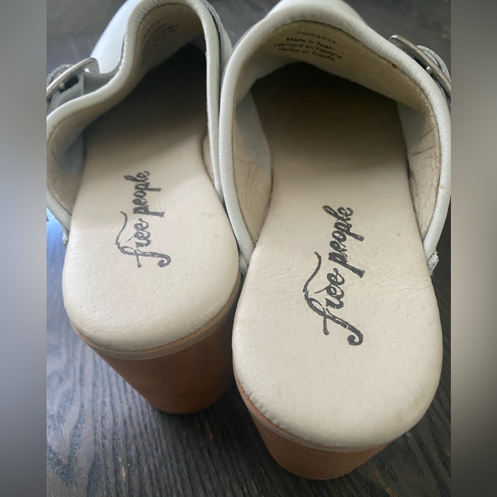 Free People Culver City White Leather Clog Heel Size 39 - Picture 9 of 10